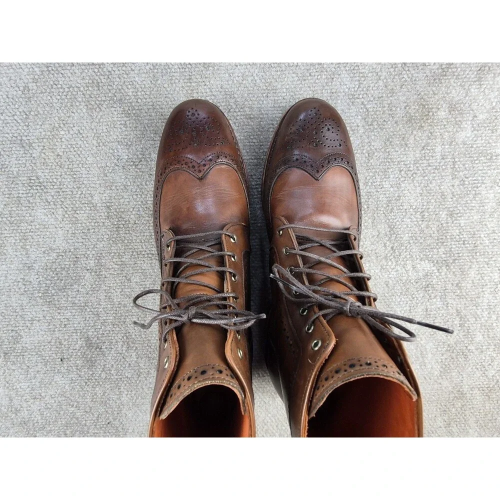 Allen Edmonds Dalton Boots Men Sz 9.5D Brown Wingtip Handmade in USA Shoe Tree
